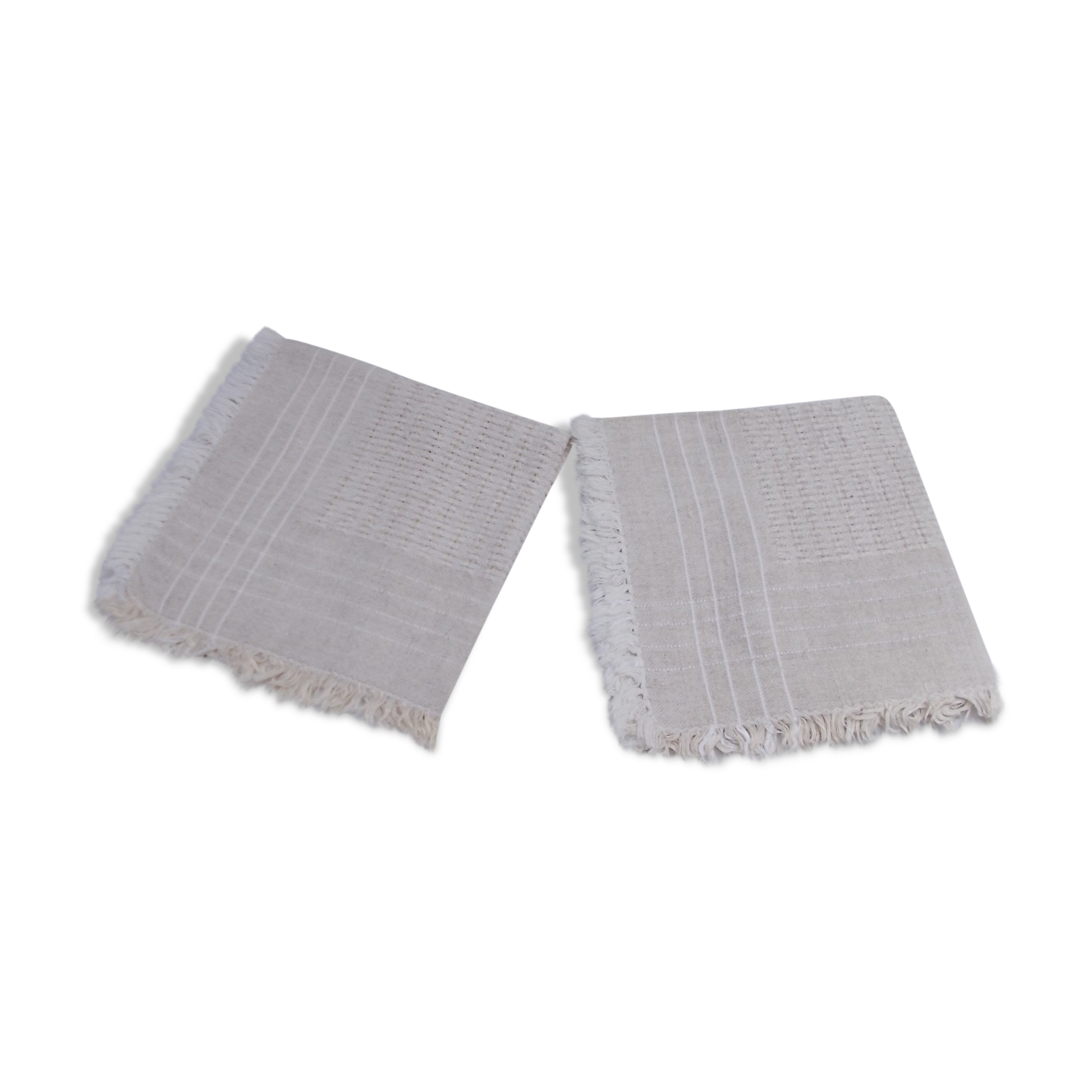 Set of 2 vintage white ecru towels