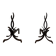 Pair of Wrought Iron Andirons with Stylised Flamboyant Uprights and Enrobed Feet