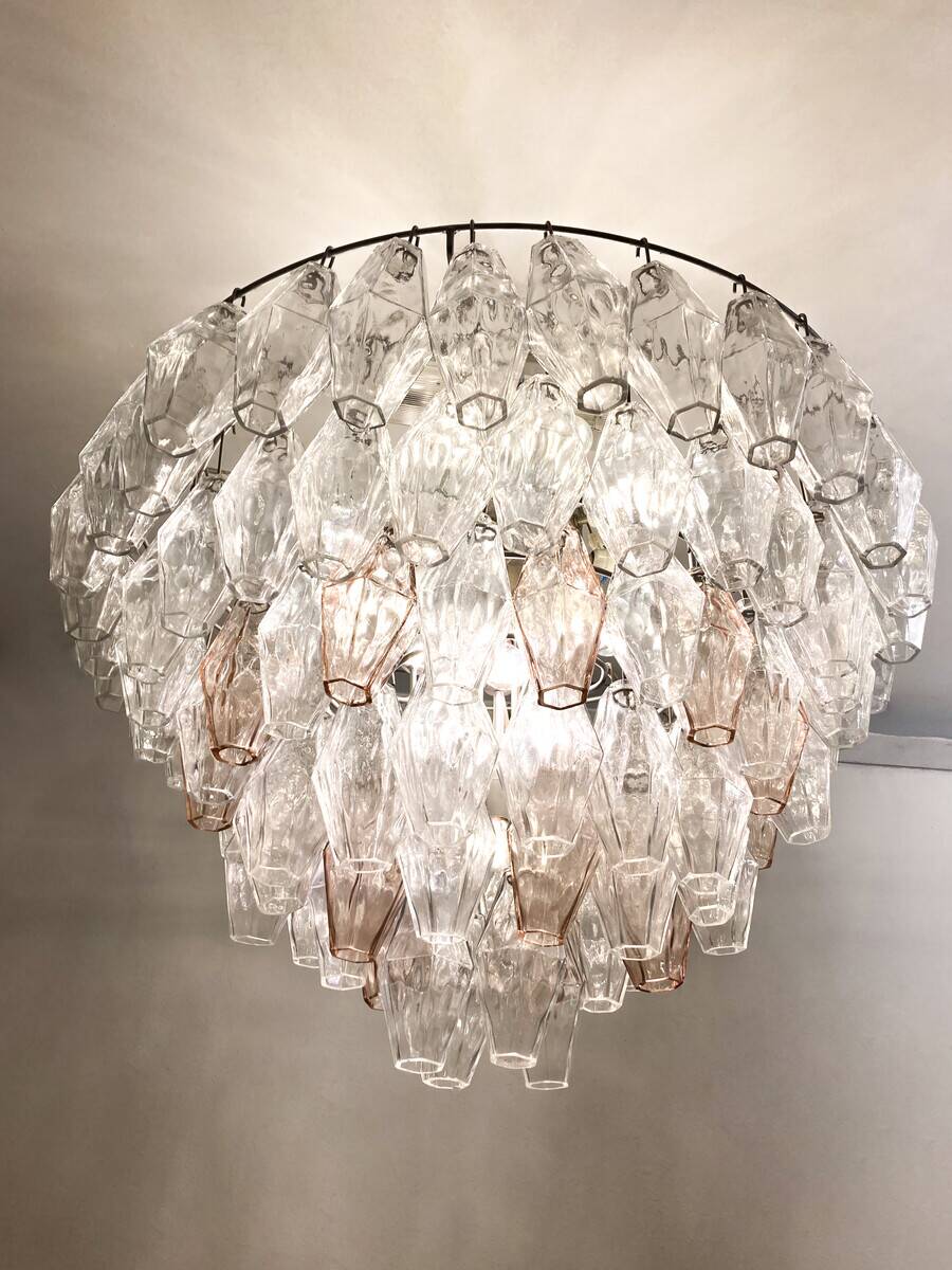 Mid-Century Murano Glass Chandelier "Polyhedr" by Carlo Scarpa, Italy, 1950s