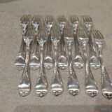 12 silver-plated metal table forks Ercuis Dubarry model