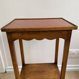 Small bedside table, nightstand, two-top ash plant stand with discreet drawer