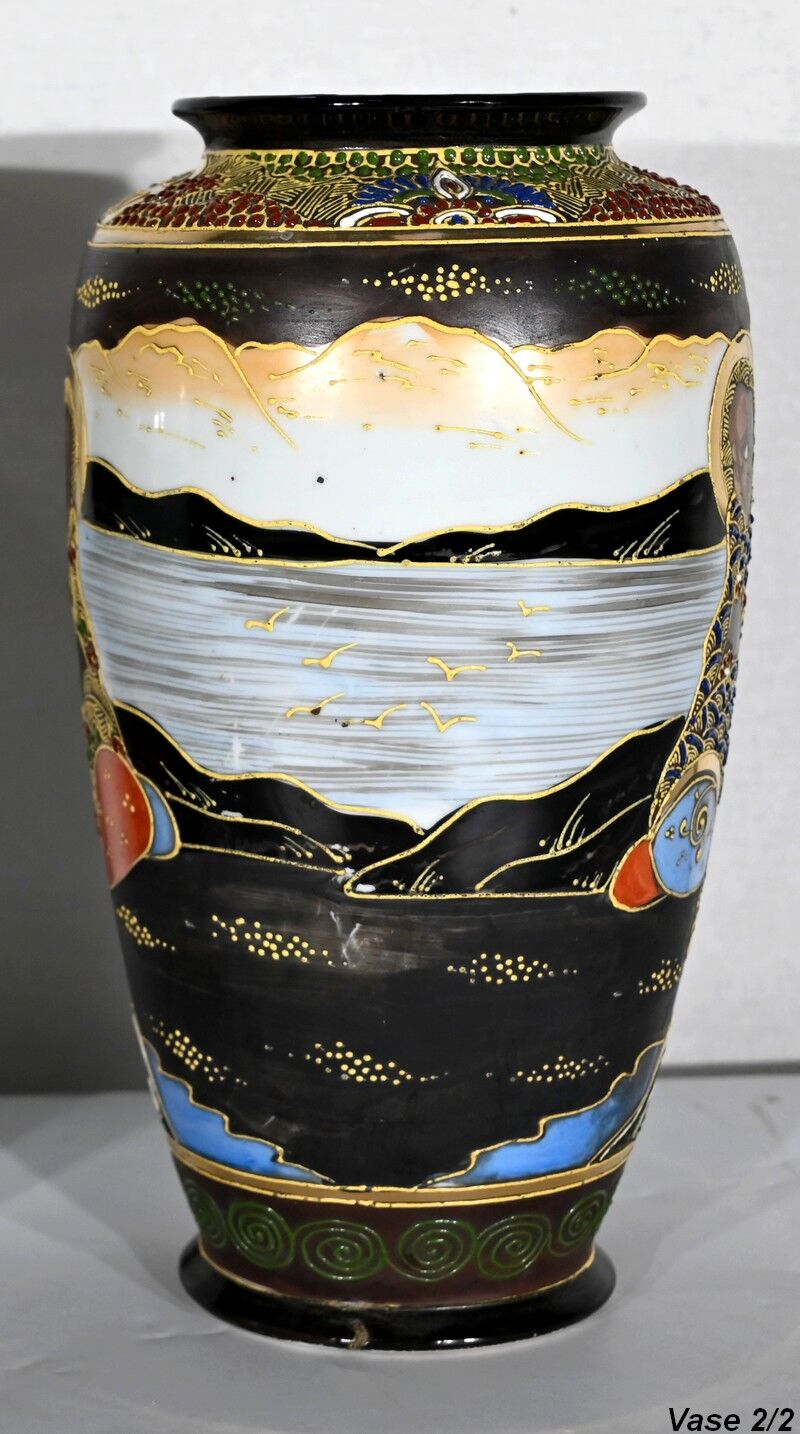 Pair of satsuma vases in japanese porcelain – early twentieth