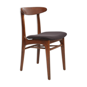 Chaise noire en velours, - 1960
