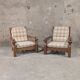 Vintage solid wood living room with plaid cushions