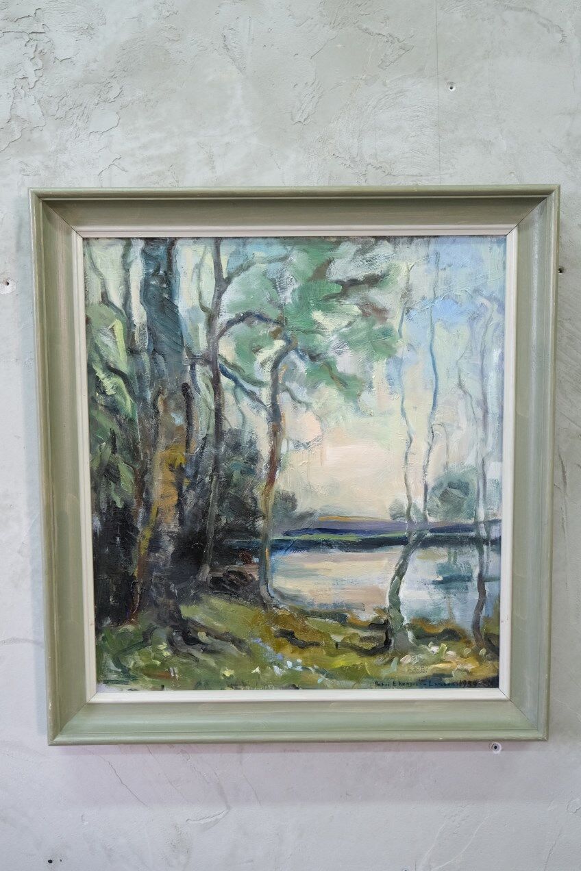 Astri Ekengren-Larsson, Swedish Modern Landscape, 1960s, Oil on Panel, Framed