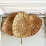 Trio of vintage wicker and bamboo baskets
