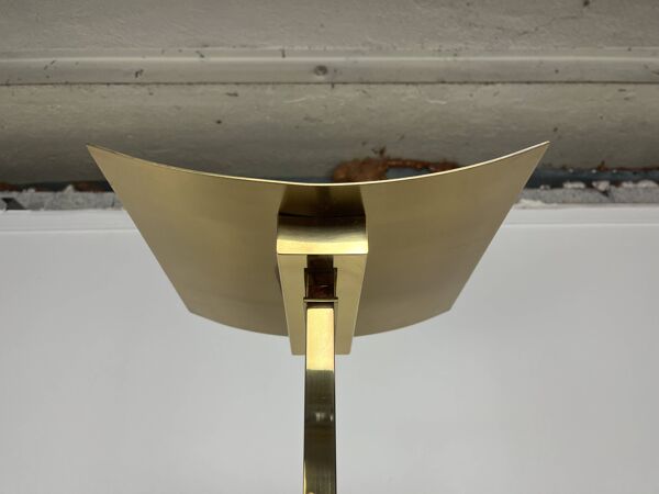 Lampadaire années 70 laiton et plexi fumé, Hollywood Regency