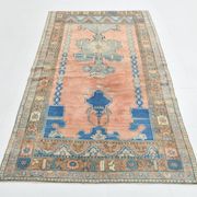 Salmon & Navy Blue Vintage Persian Rug, 131x218 Cm