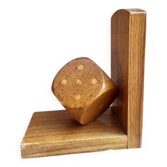 Oak bookend with dice, France 1960s