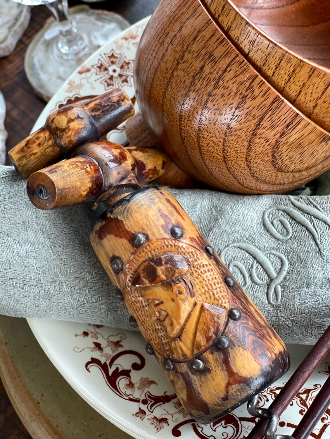 Old wooden corkscrew