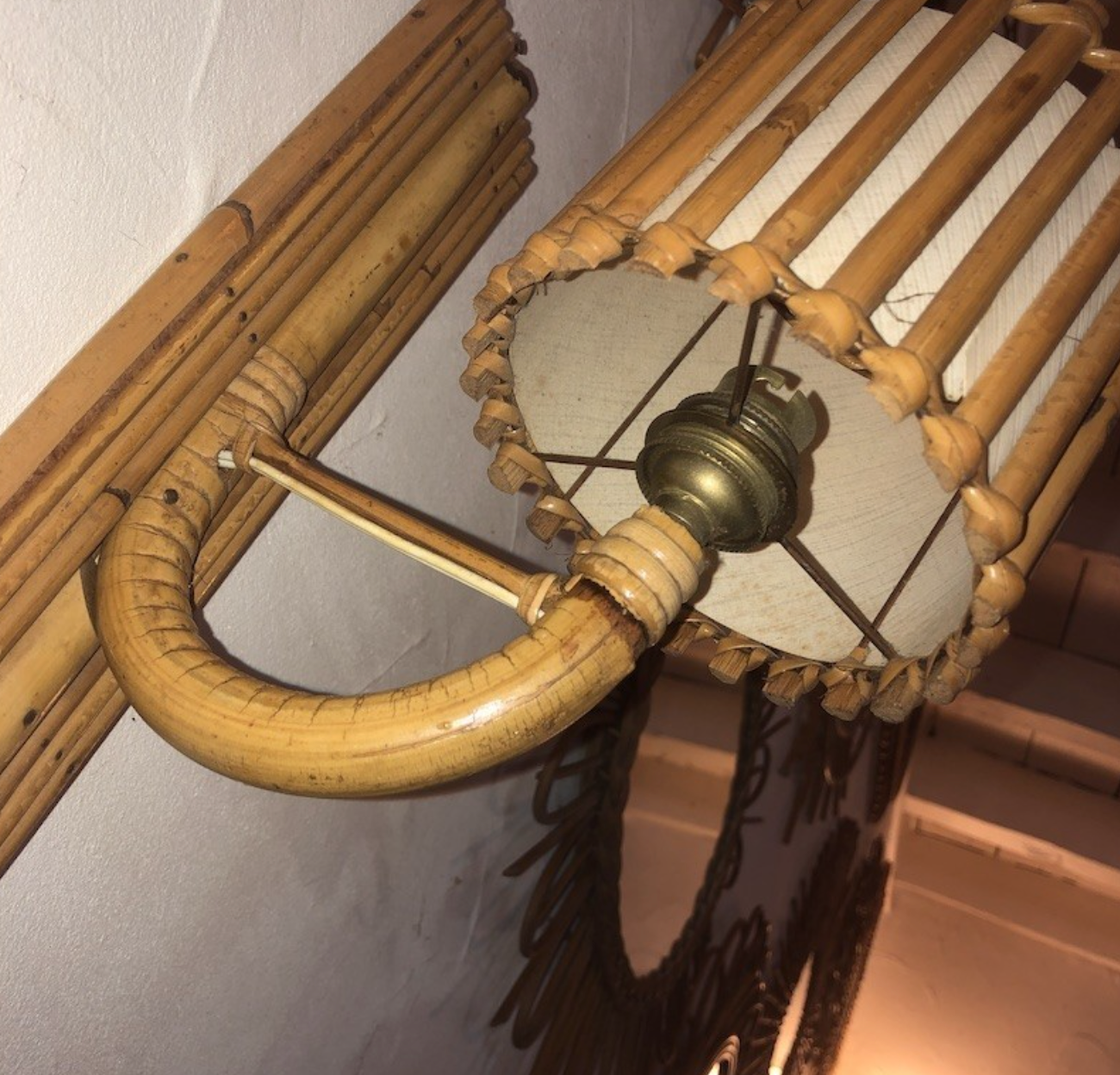 Vintage rattan wall lamp