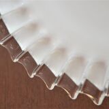 Golden articulated wall lamp, white opaline in pleated glass