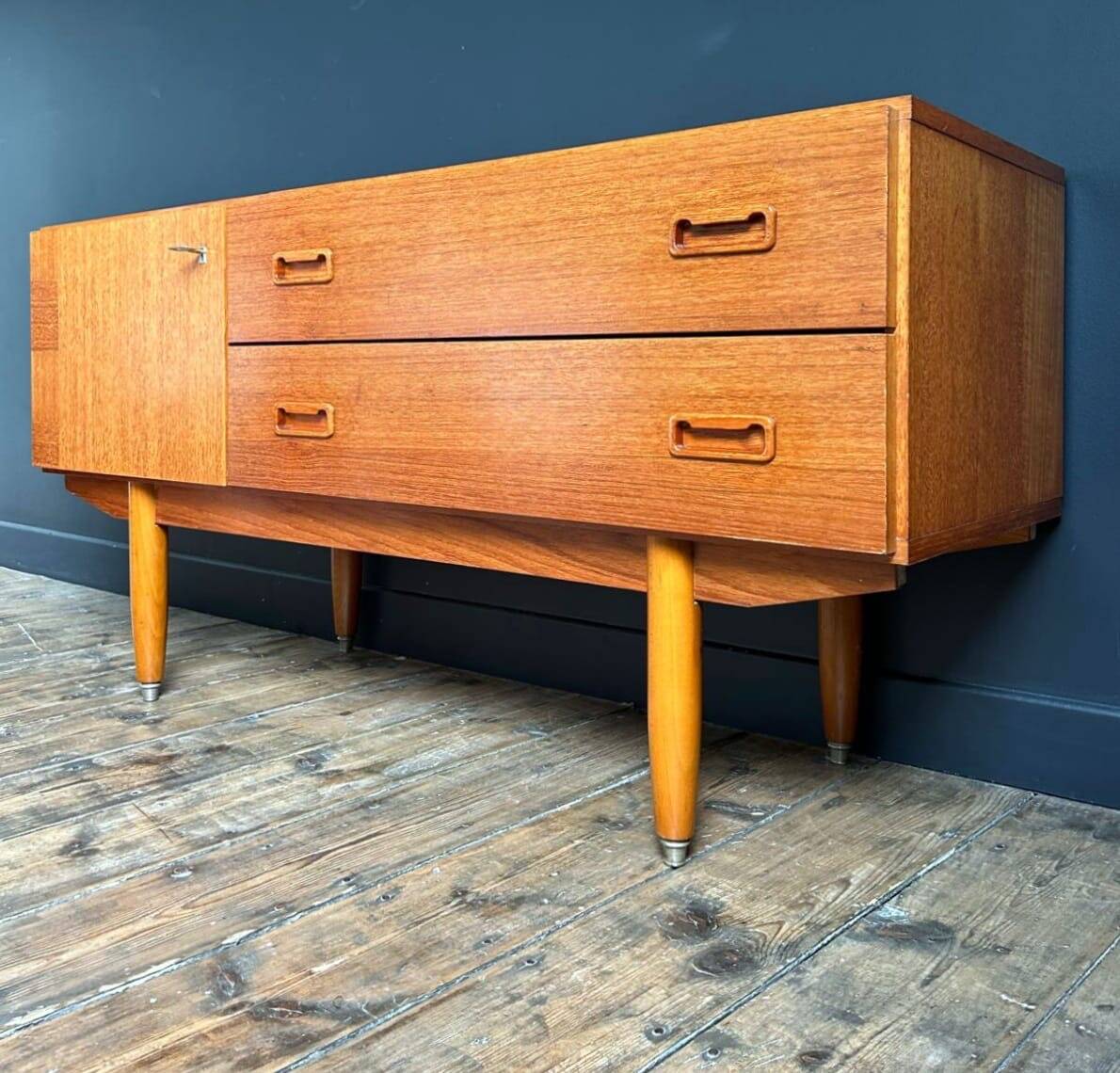 Vintage teak sideboard in Scandinavian design, antique TV stand