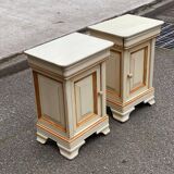 2 Louis Philippe bedside tables in solid beige wood.