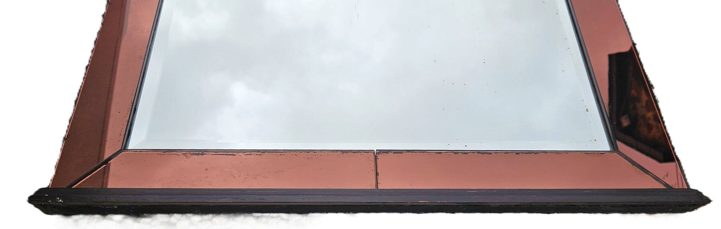 Amber-Colored Mirror with Visor, Jacques Adnet Style, Circa 1950