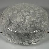 1960s 1970s Ceiling Light Flush Mount Ice Glass from Hillebrand Germany