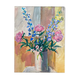 Painting Large "Bouquet of flowers of the fields" Gouache on xx° paper