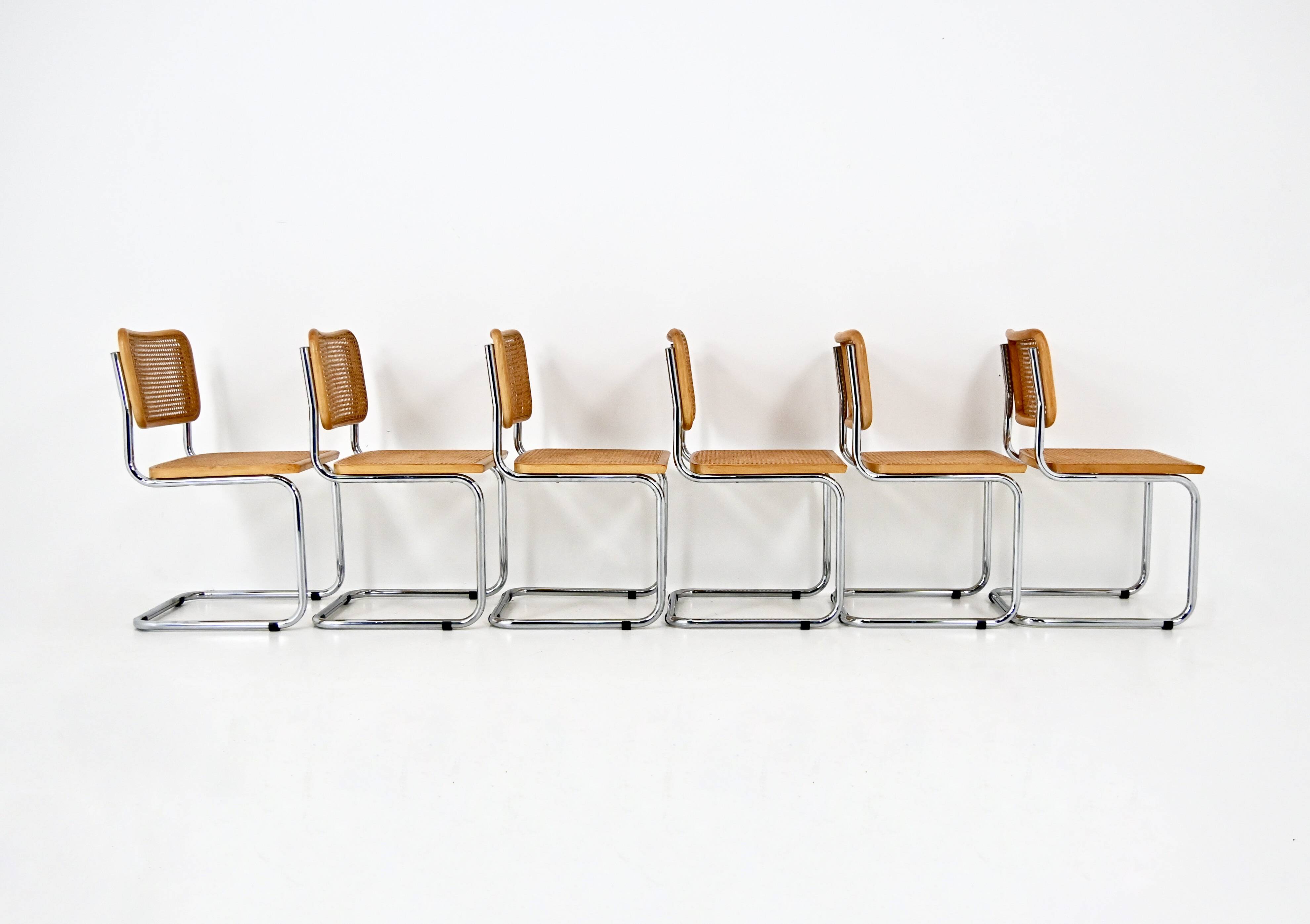 Set of 6 B32 model dining chairs by Marcel Breuer.