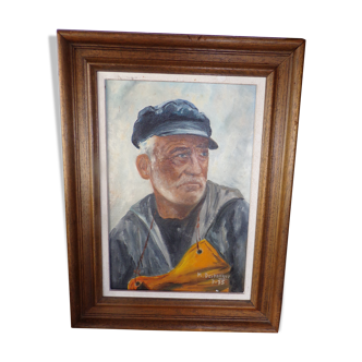 Old fisherman's marine painting signed