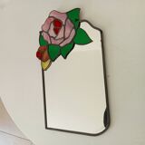 Vintage stained glass and lead mirror