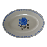 Oval flat earthenware blue flowers 519112 Badonviller