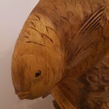 Wood carving duo of fish