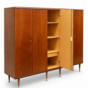 Teak wardrobe with 5 doors, hanging rail and shelves