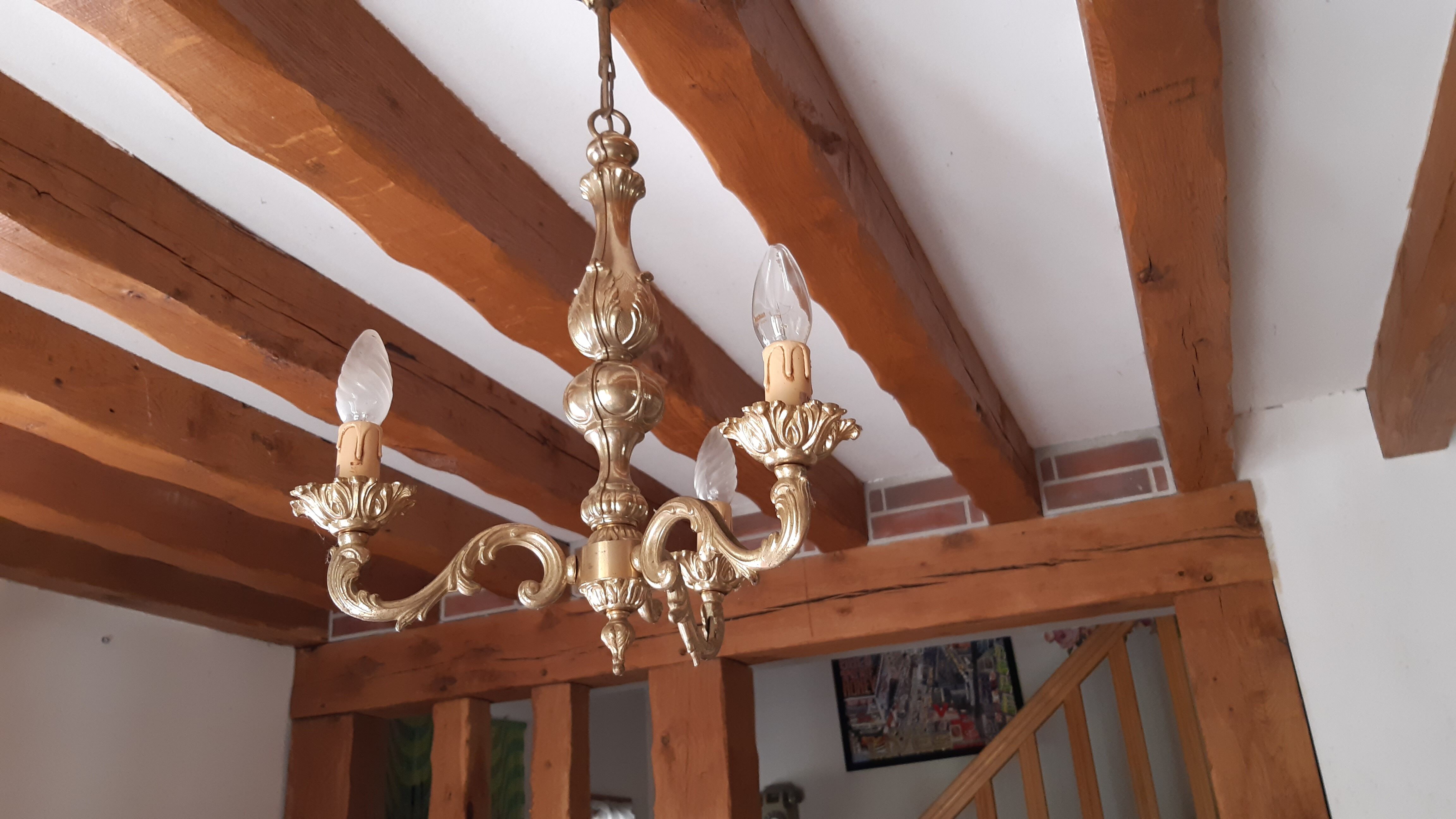 Brass chandelier 3 branches