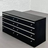 Black and chrome 8-drawer chest of drawers from the 70s - 80s
