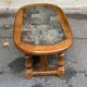 Oval coffee table in solid wood and stone, 115x58