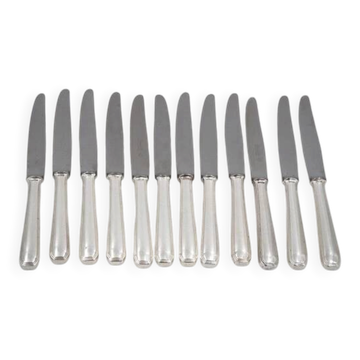 Christofle America 12 dessert, cheese, and side knives, silver-plated metal, 20.2cm