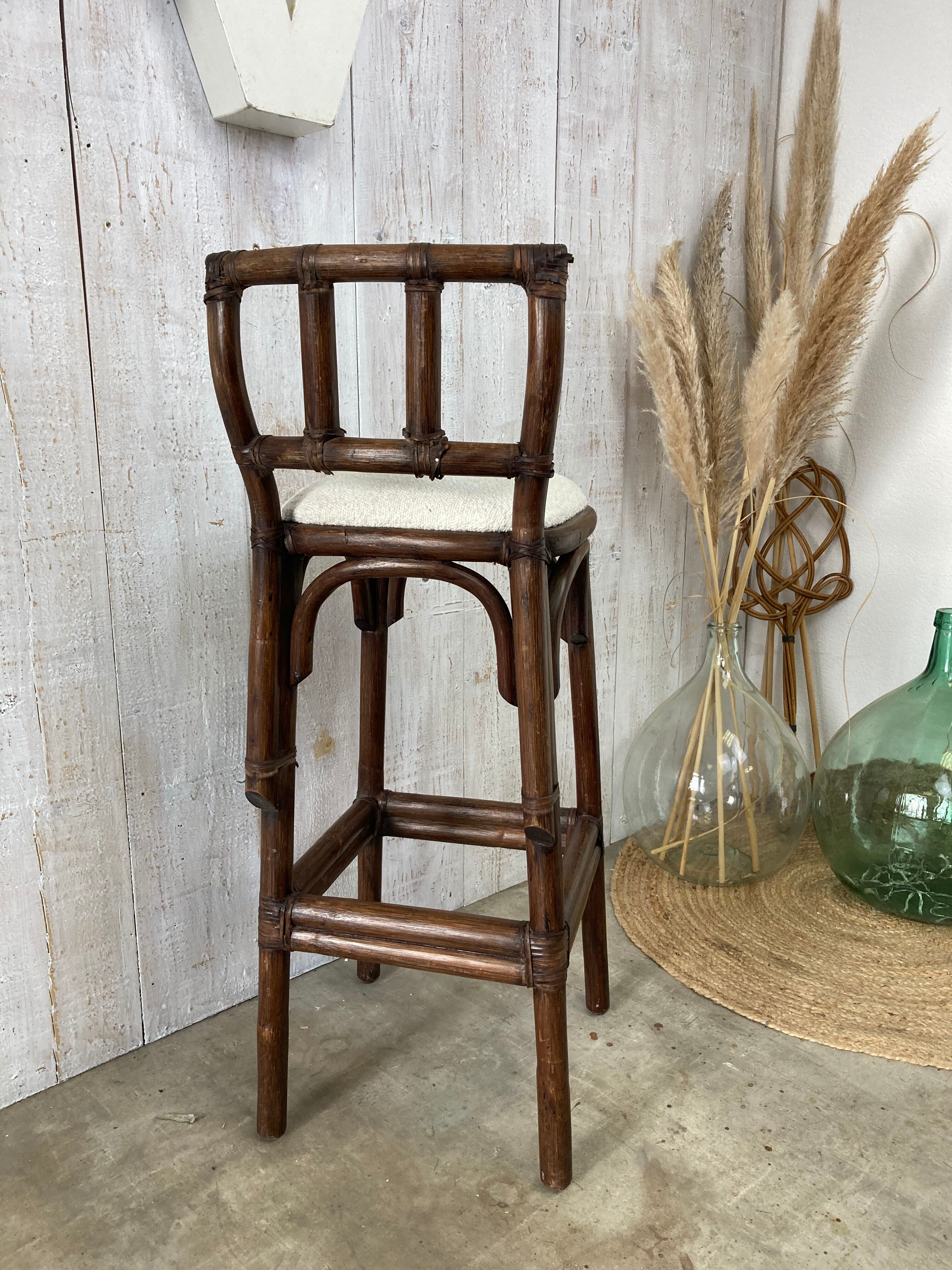 Tabouret rotin vintage
