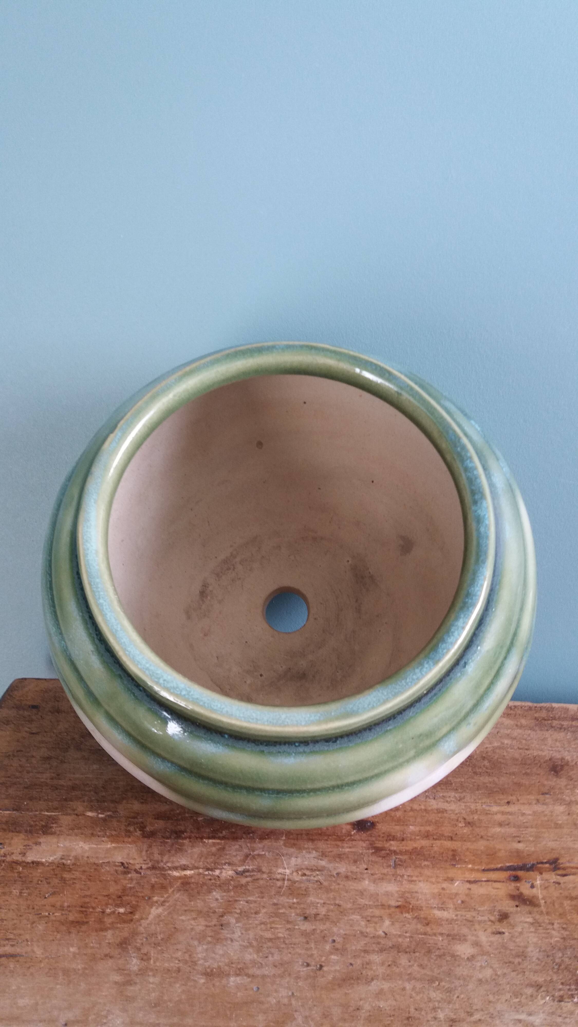 Pot de fleur, jardinière en terre cuite émaillée