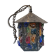 Peter Marsh porch lantern, colored glass, lead and Hammered Sheet metal, 1950s Arts & Crafts
