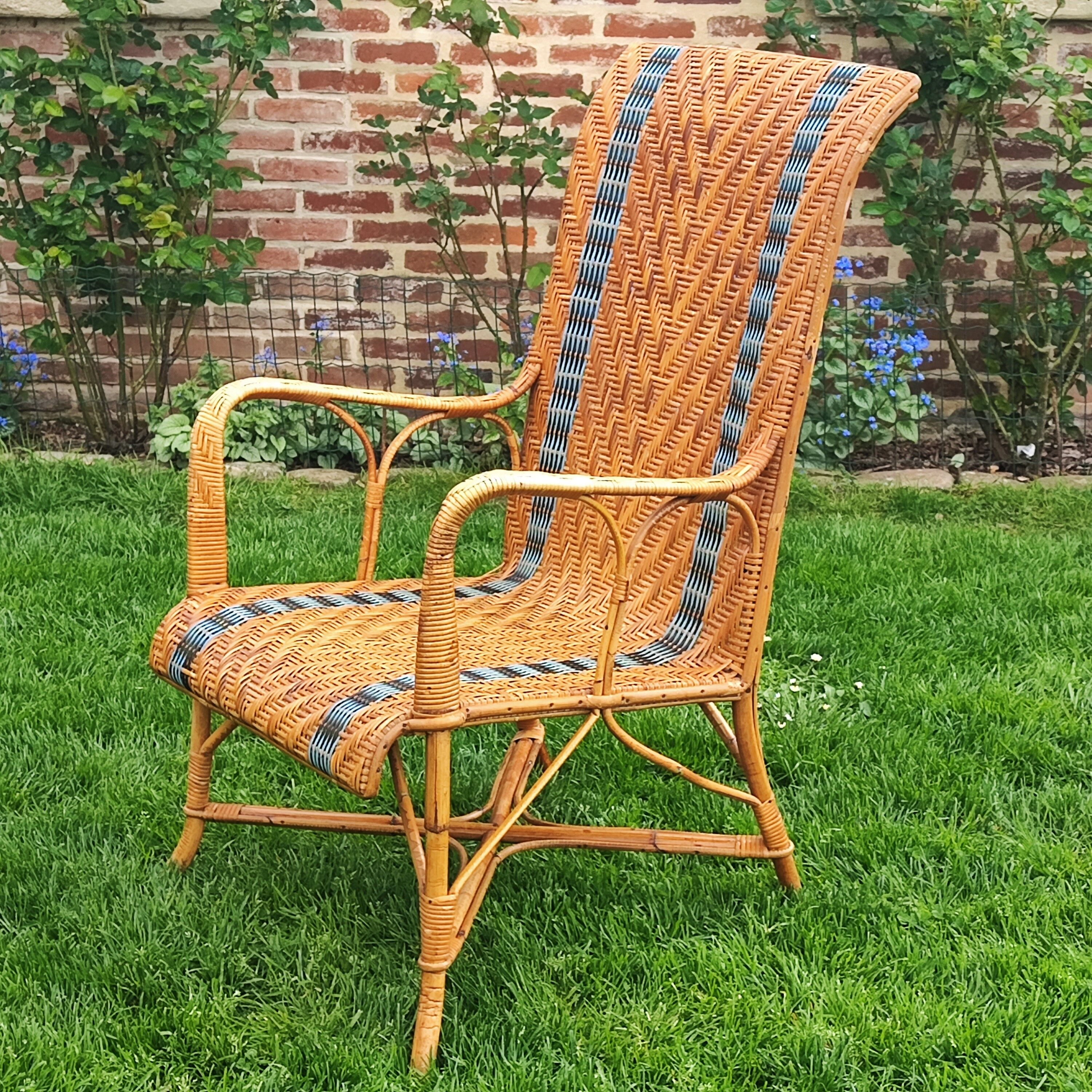 Fauteuil en rotin 60s