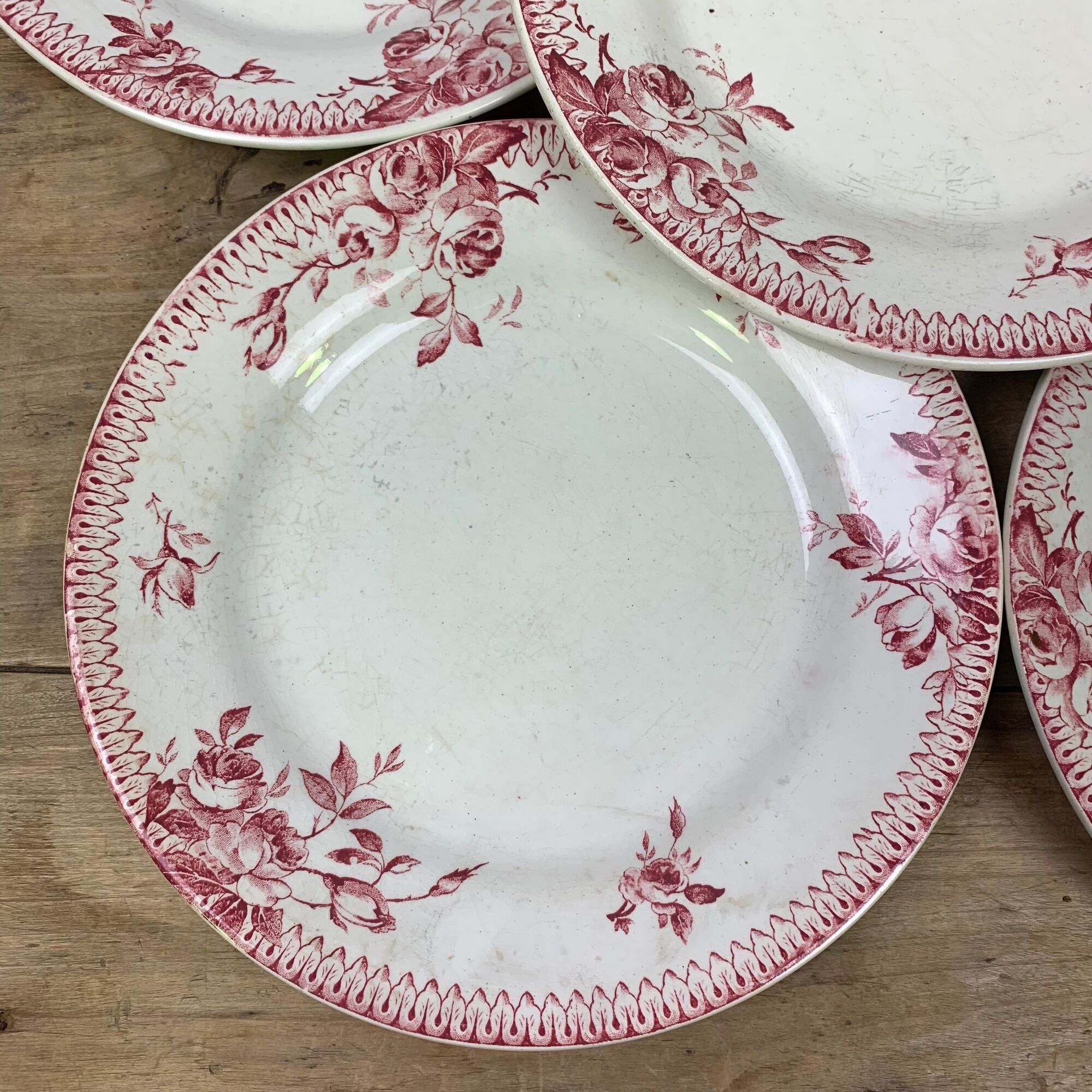 Lot of 6 plates in porcelain of Gien model Pomponnette