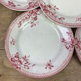 Lot of 6 plates in porcelain of Gien model Pomponnette