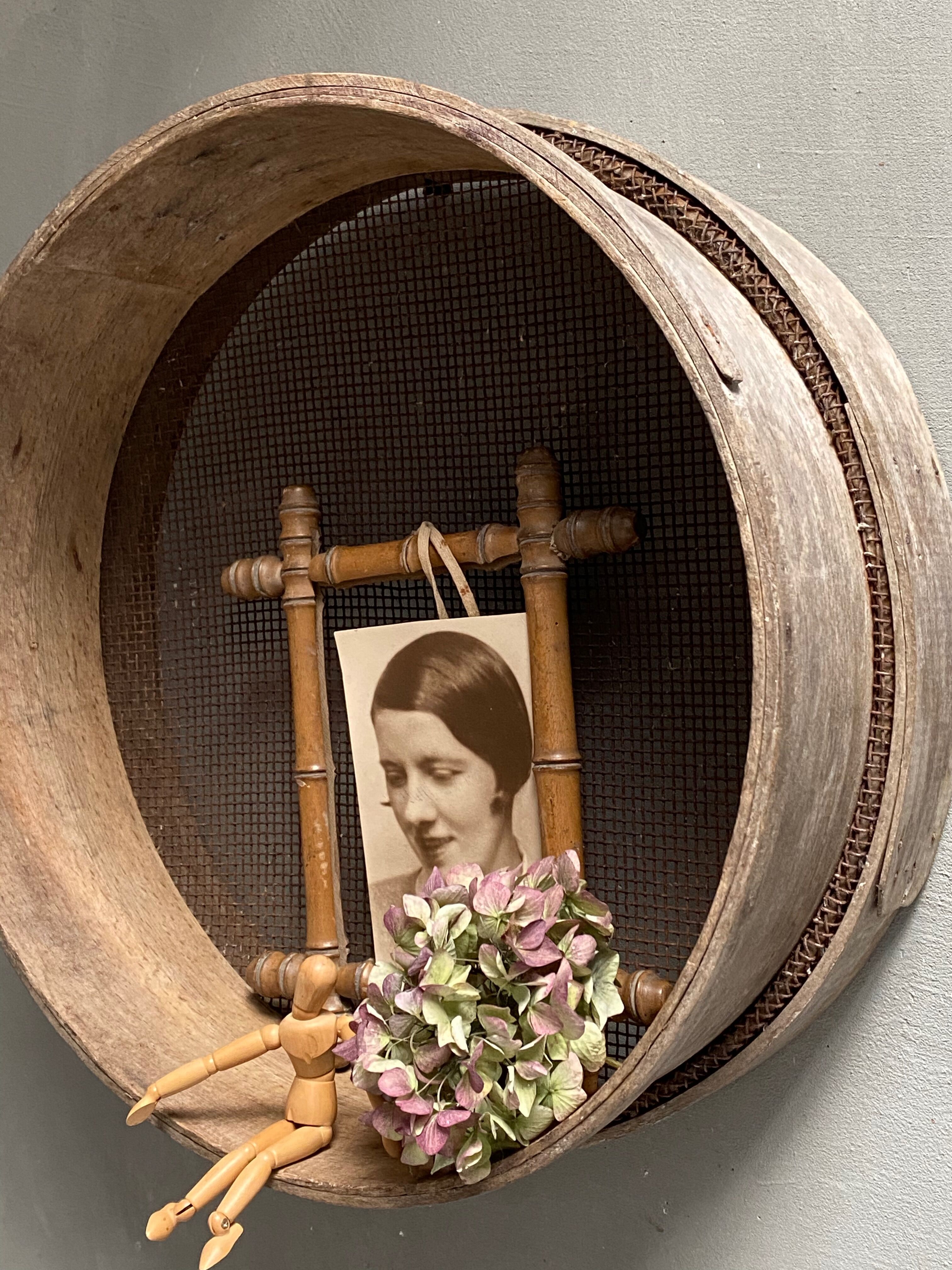 Old large wooden sieve