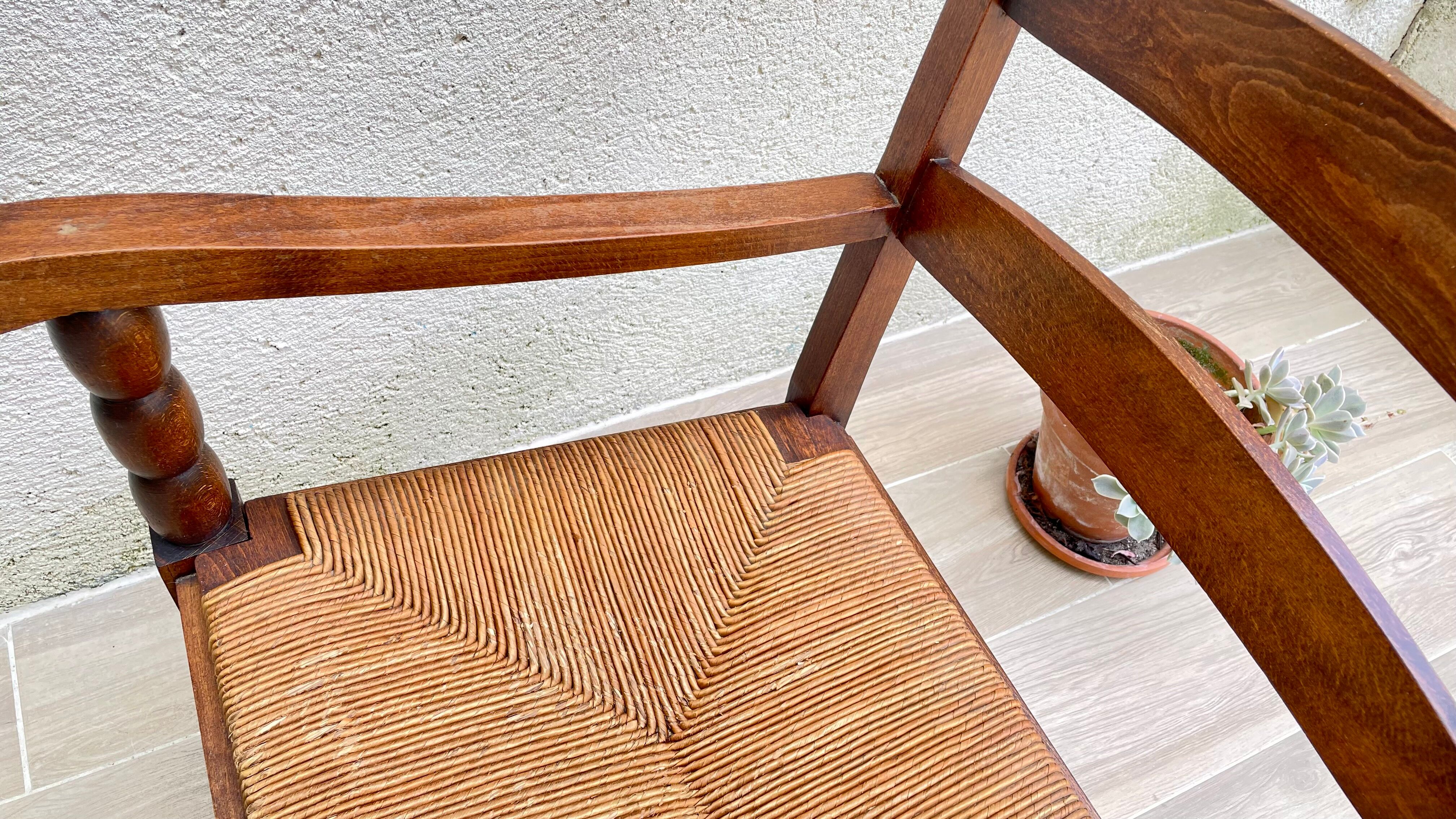 Wood armchair turned mulched way