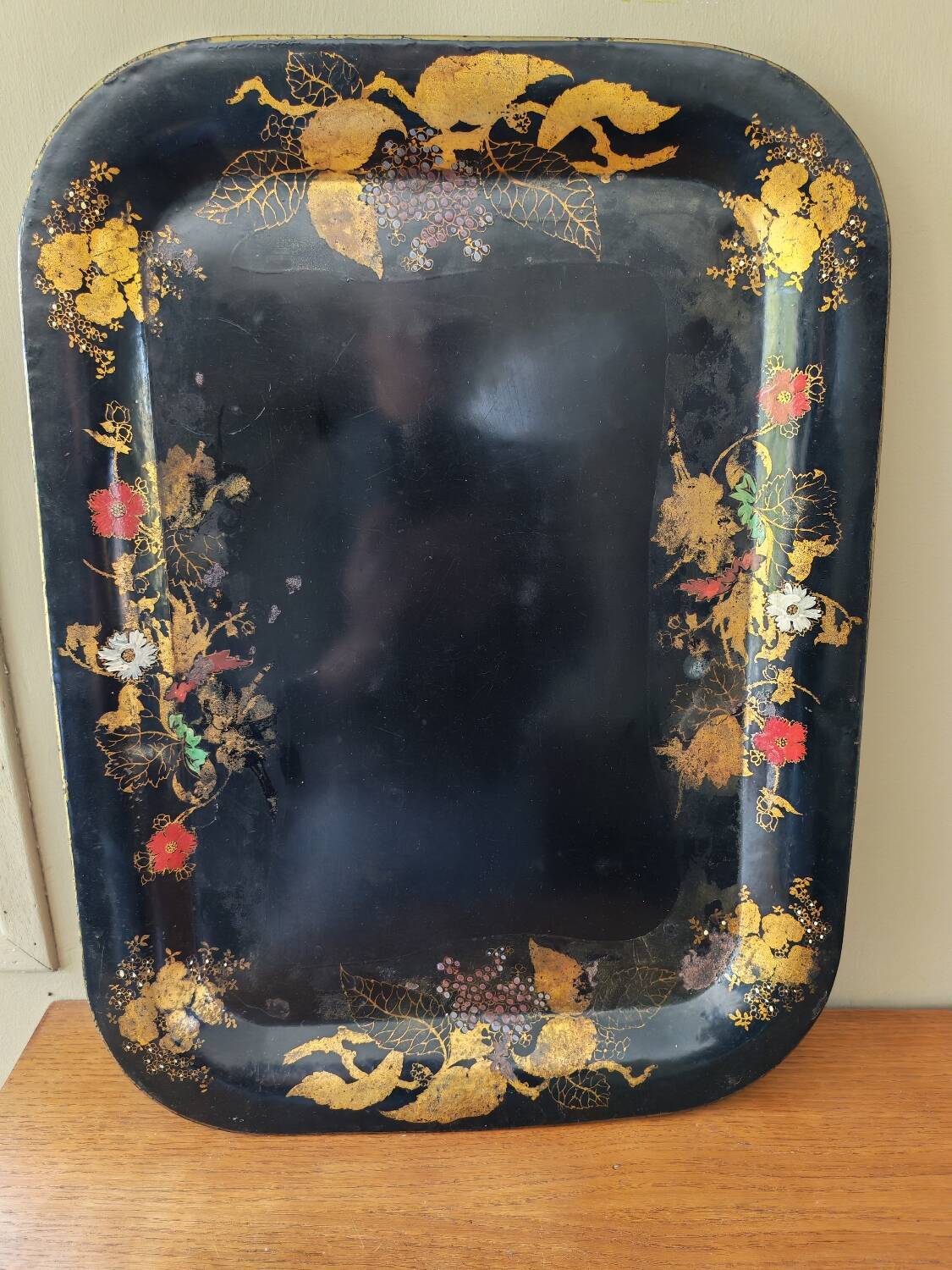 Large painted metal Napoleon III tray.