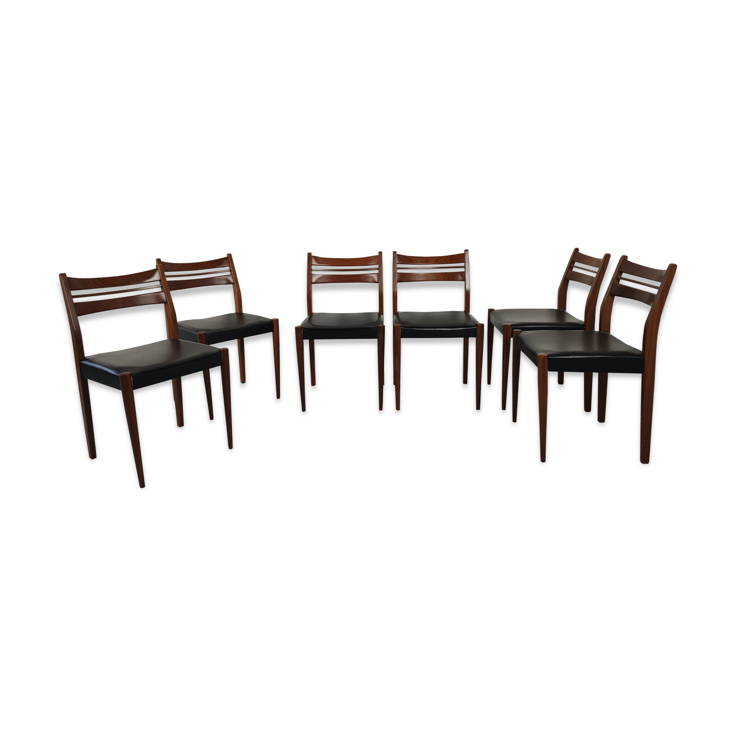 Lot of 6 vintage skai Scandinavian chairs 60s/70s