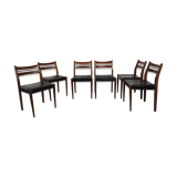 Lot of 6 vintage skai Scandinavian chairs 60s/70s