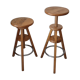 2 tabourets de bar à vis en hêtre massif