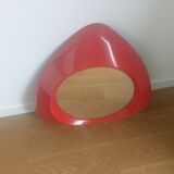 Vintage red plexiglass mirror from the 70s triangular shape