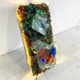 Vintage brutalist glass wall lamp 1960s