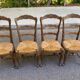 Set of 4 Vintage BAUMANN Chairs in Solid Wood with Rush Seating, Louis XV Style