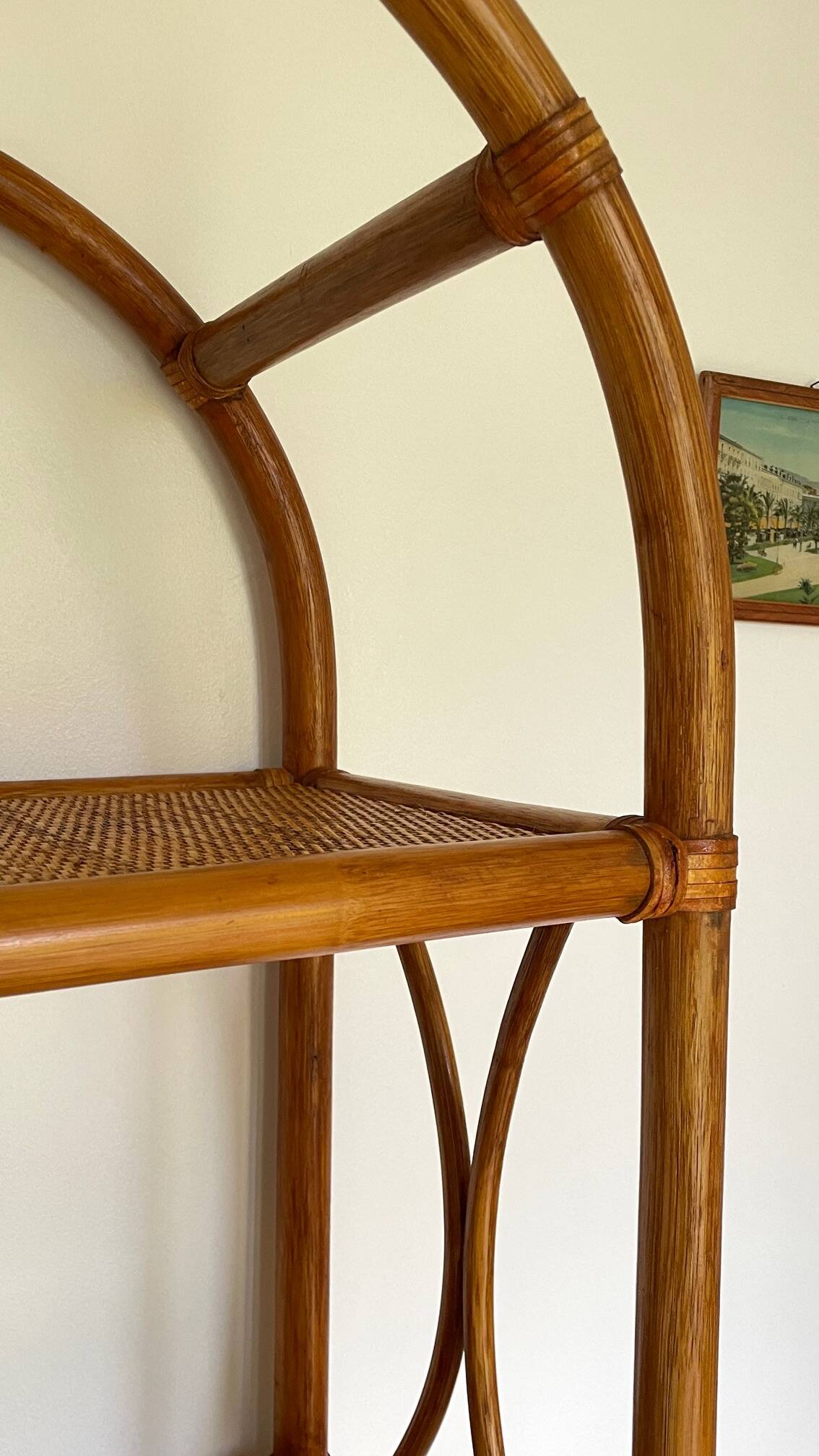 VINTAGE Bamboo Wicker Shelf