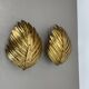 Set of 2 hans kögl style golden florentiner leaf wall light sconces, italy, 1980