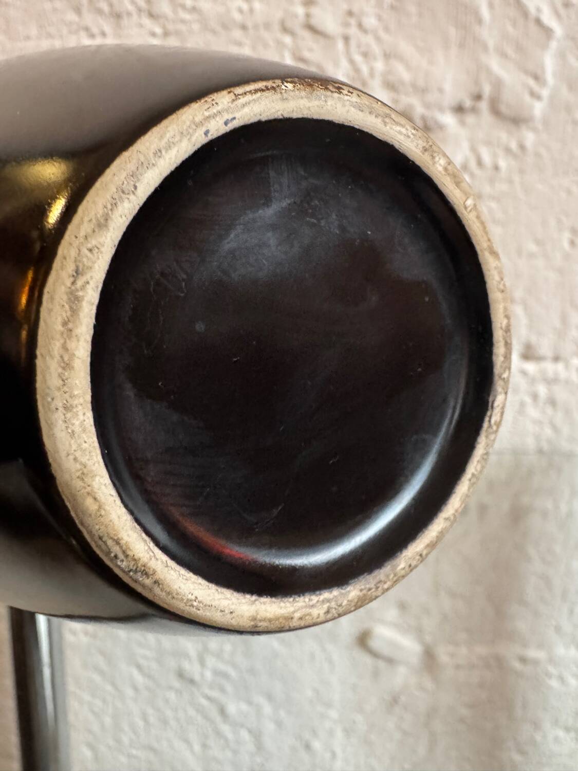 Modernist black ceramic vase from the 1950s.