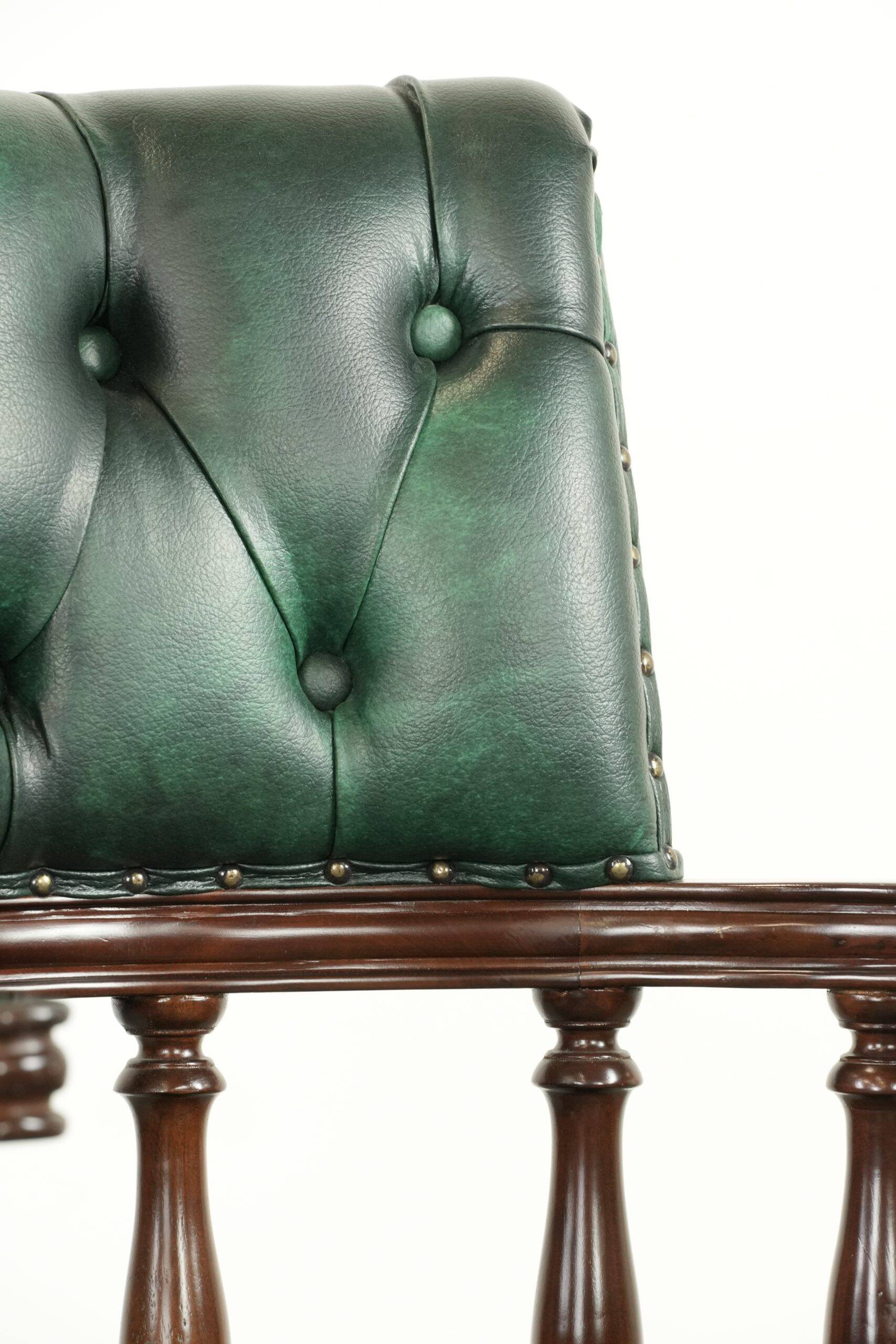 Classic green marbled cow leather Chesterfield office chair / side chair